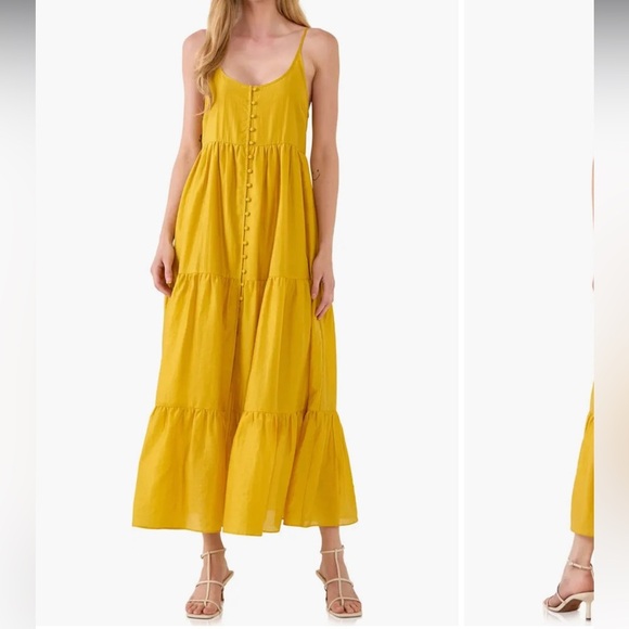 Endless Rose Tiered Yellow Dress, size medium - Picture 1 of 6